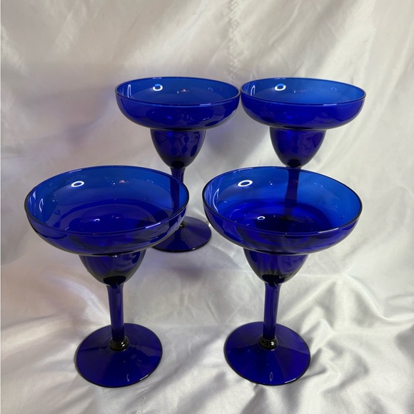 4-vintage cobalt margarita glasses. - Picture 3 of 5